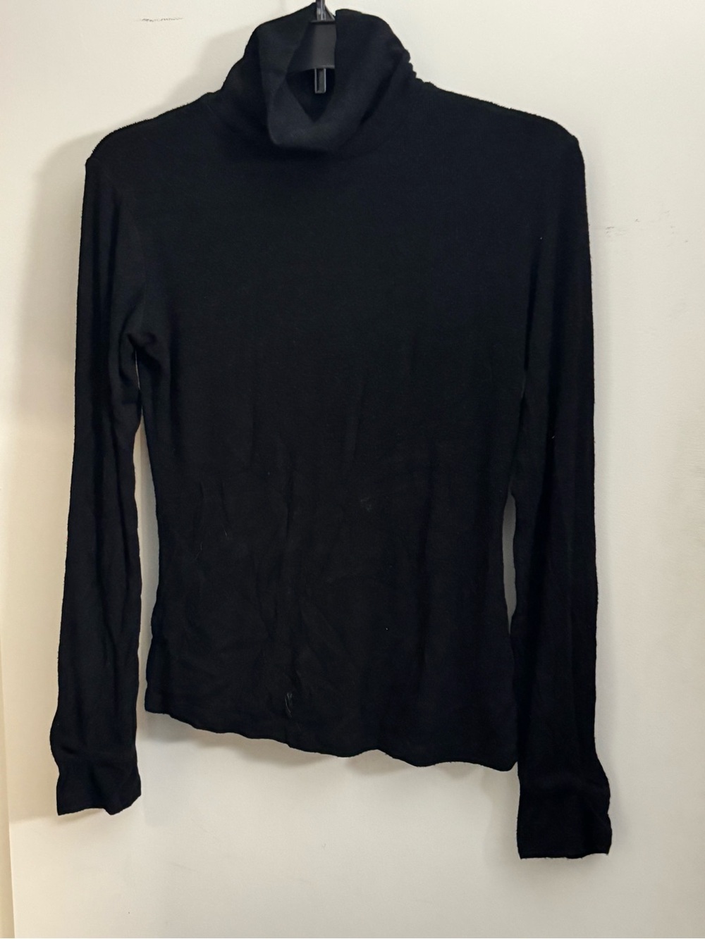 Black Turtleneck Long-Sleeve Women's Top